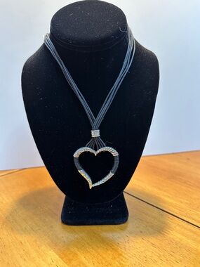 Brighton Heart Pendant on Black Multi-Strand Cord